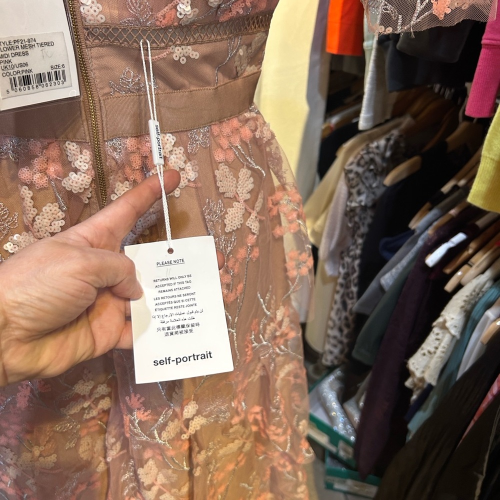 Self-Portrait Pink Floral Midi Dress - Picture 10 of 12